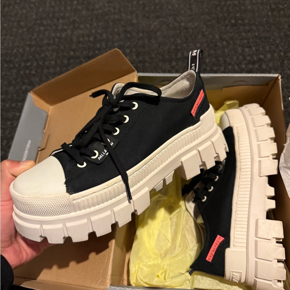 Palladium Black and Cream Revolt Lo TX Sneakers